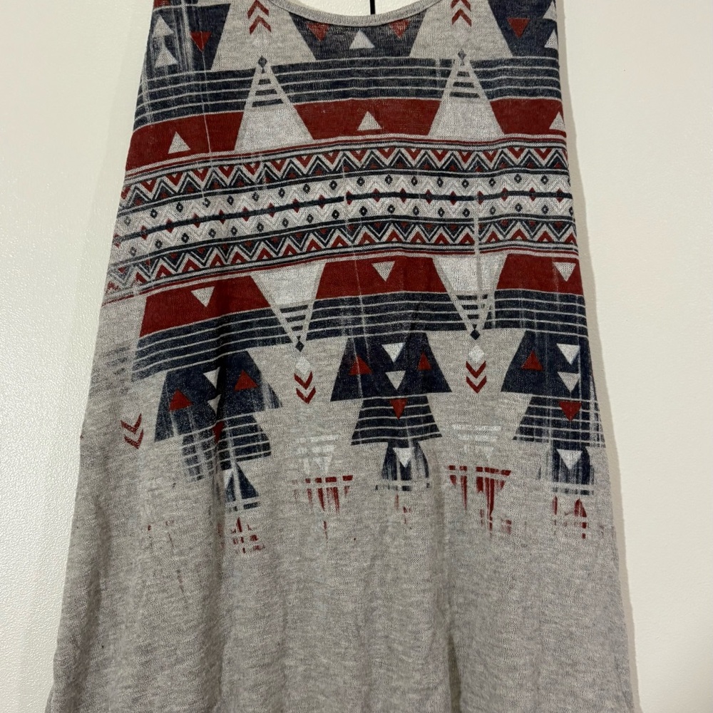 Spoiled Gray and Red A-Line Skirt with Geometric Pattern - Picture 2 of 4